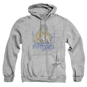 Jerzees Gray Shera I Have the Power Graphic Hoodie with Blue and Yellow Design